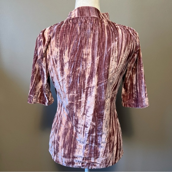 Pilcro Anthropologie Pink Crushed Velvet Velveteen Mock Neck Top Size Small - Picture 5 of 11